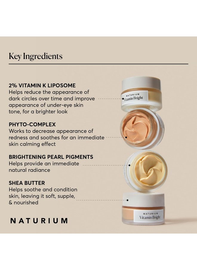 NATURIUM - Vitamin Bright Illuminating Eye Cream Under Eye Repair Cream For Dark Circles With Vitamin K Phytocomplex & Mineral Pigments Light/Medium 0.5 Oz - Image 1