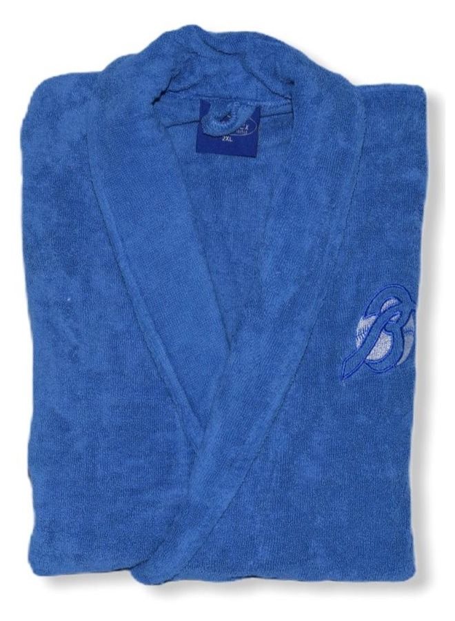 Banotex Unisex Egyptian Cotton Bath Robe With Waist Belt Blue Colour  - Image 2