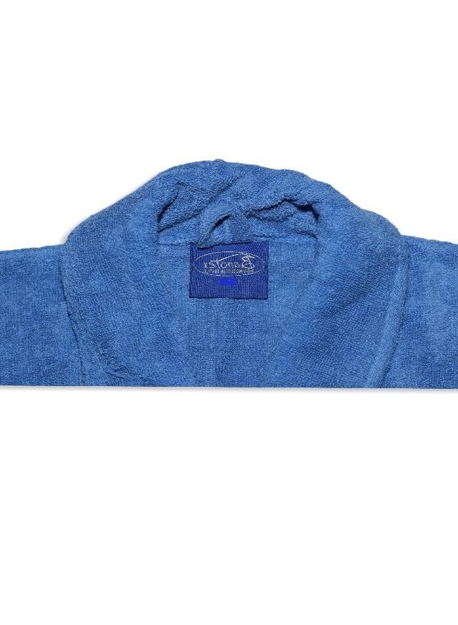 Banotex Unisex Egyptian Cotton Bath Robe With Waist Belt Blue Colour  - Image 3