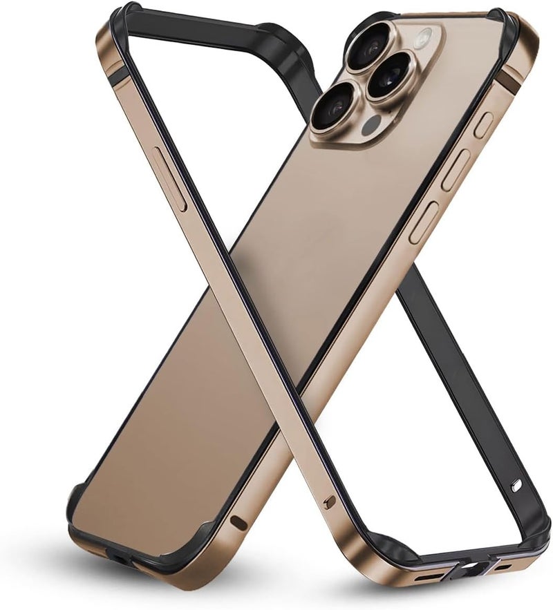 إكسفور جراب ممتص للصدمات لهاتف iPhone 16 Pro، جراب صلب رفيع بإطار من الألومنيوم، تصميم بدون ظهر، جراب واقٍ معدني مع مصد داخلي ناعم، حماية للكاميرا بحافة مرتفعة، يدعم Magsafe، شحن لاسلكي - Image 1