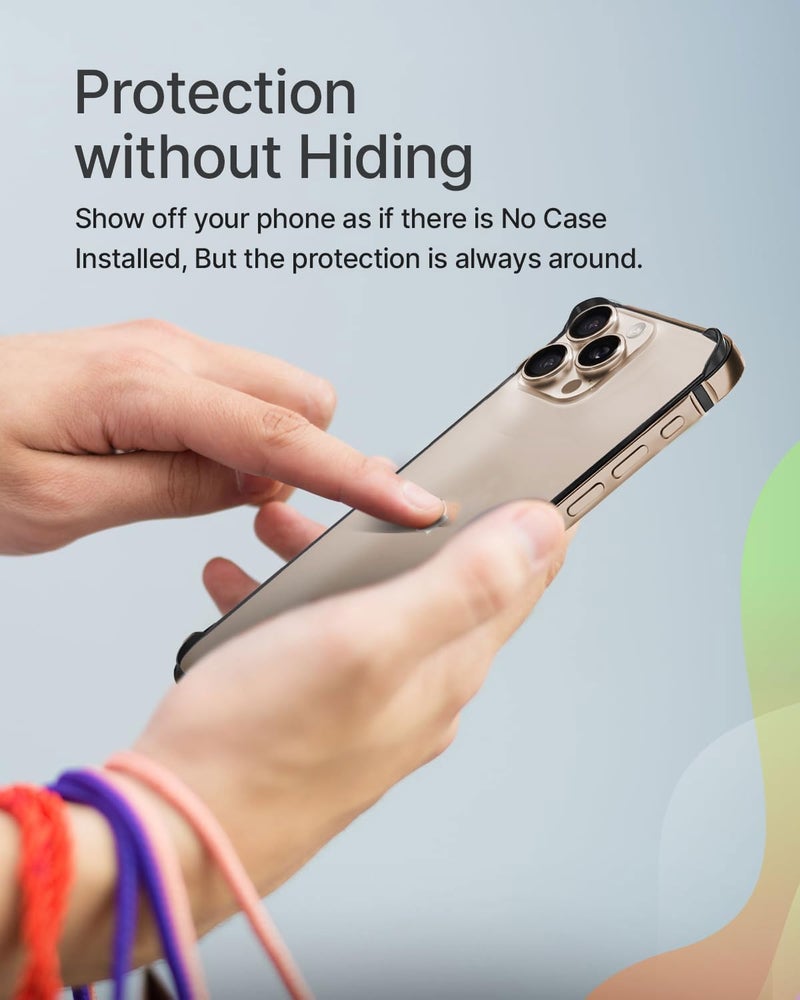 إكسفور جراب ممتص للصدمات لهاتف iPhone 16 Pro، جراب صلب رفيع بإطار من الألومنيوم، تصميم بدون ظهر، جراب واقٍ معدني مع مصد داخلي ناعم، حماية للكاميرا بحافة مرتفعة، يدعم Magsafe، شحن لاسلكي - Image 3