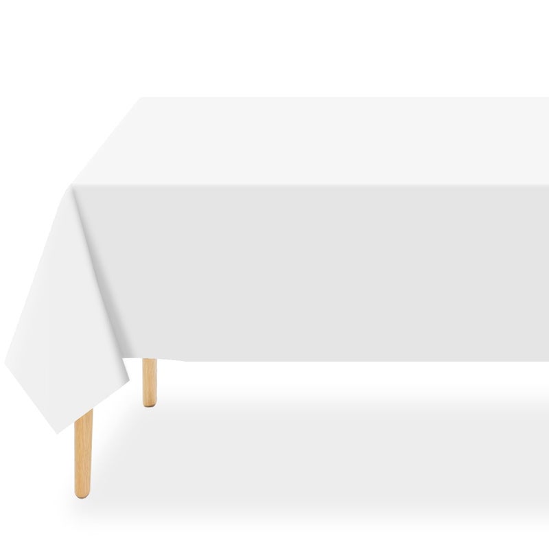 QIKSION White Plastic Table Cloth Disposable 2 Pack, 54 x 108 Inch Tablecloths for Party, Picnic, Birthday, Rectangle Table Cover - Image 1