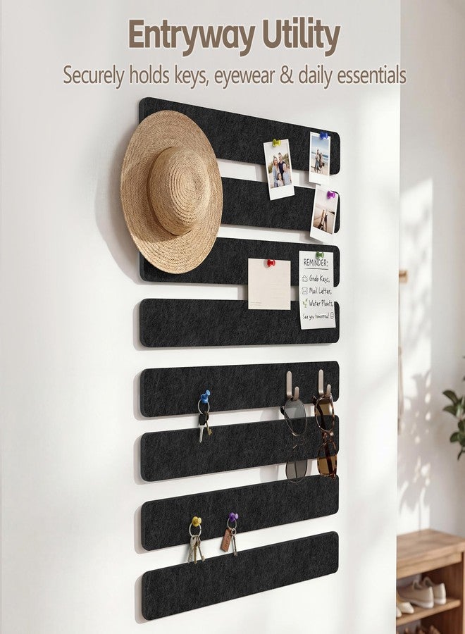 Uoisaiko Felt Pin Board Bar 13"x2", Pack of 8 Bulletin Board Strips with 40 Push Pins, Home Office Memos Notice Boards Felt Wall Tiles - Image 5