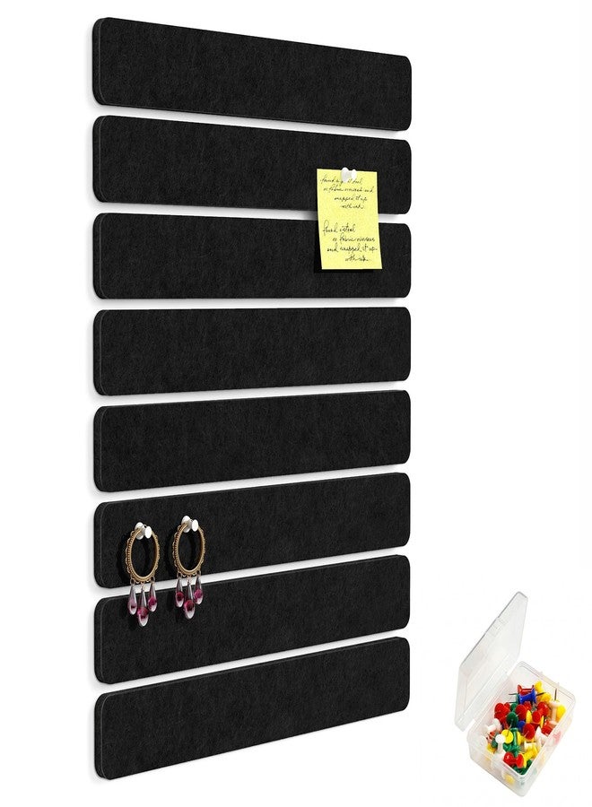 Uoisaiko Felt Pin Board Bar 13"x2", Pack of 8 Bulletin Board Strips with 40 Push Pins, Home Office Memos Notice Boards Felt Wall Tiles - Image 1