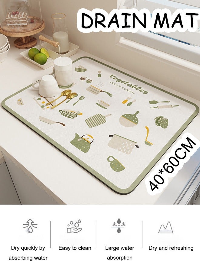 Drain Pad Coffee Mat Table Mat Quick-Drying Coffee Bar Mat  Hide Stain Absorbent Coffee Cup Mat Coffee Machine Drying Mat Non-Slip Rubber Bottom Coffee Mug Mat Coffee Bar Mat  Kitchen Mat For Coffee Corner, Kitchen Counter, Sink  - Image 1