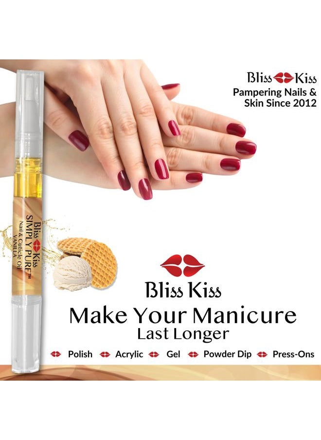 Bliss Kiss 1 Vanilla Fragrance | Nail Oil Cuticle Pen w/Vitamin E & Jojoba⏤Nail Strengthener Nail Growth Serum for Brittle Peeling Breaking Thin Nails  - Image 4