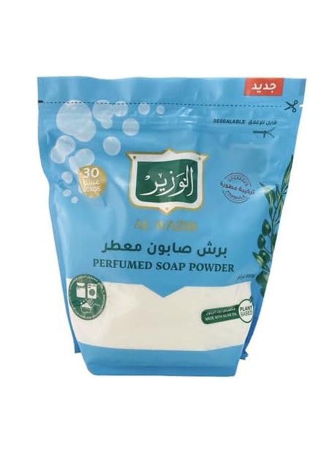 AL WAZIR Washing Soap Powder 900g – Perfumed Olive Oil Formula for Hand & Machine Wash - Image 2