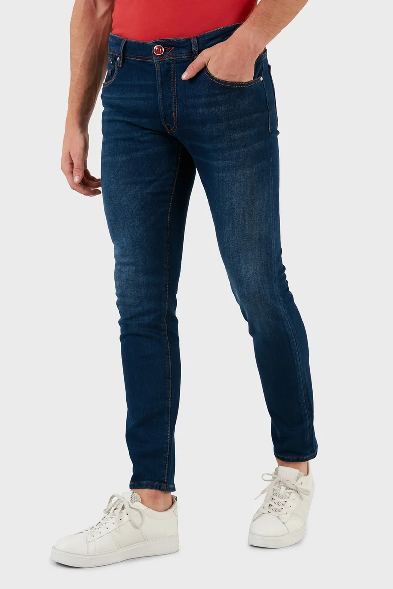 Exxe Cotton Normal Waist Slim Fit Jeans Men's Denim Trousers 629J018007