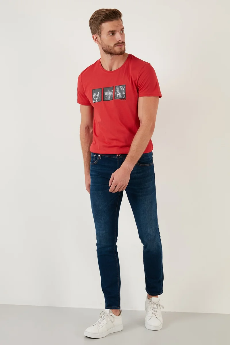 Exxe Cotton Normal Waist Slim Fit Jeans Men's Denim Trousers 629J018007