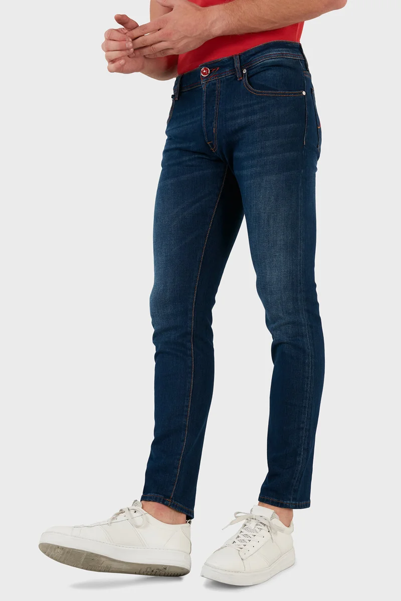 Exxe Cotton Normal Waist Slim Fit Jeans Men's Denim Trousers 629J018007