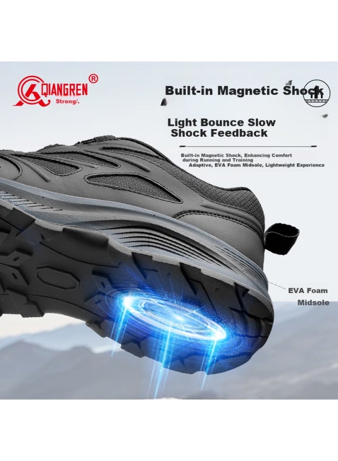 Strongman Qiangren New Magnetic Energy Motion Casual Men's Shoes, 3515 Slip-on Outdoor Training Hiking Shoes, Jdn005, Black, Size 39 - Image 1