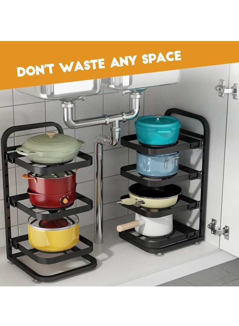 اي ام زد جي 4-Layer CounterTop Kitchen Pots أواني أواني تخزين الرف على الحائط خزانة أطباق قابلة للتعديل - Image 1