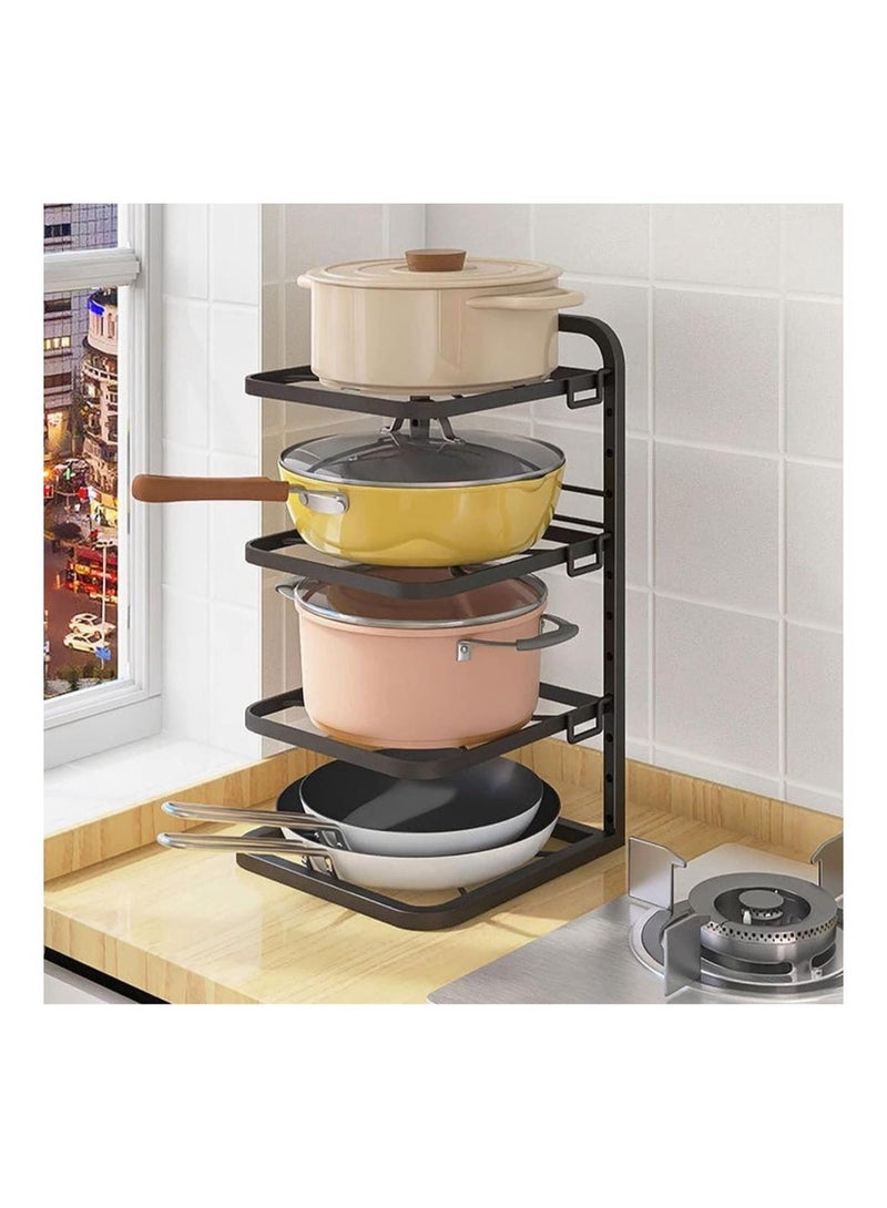 اي ام زد جي 4-Layer CounterTop Kitchen Pots أواني أواني تخزين الرف على الحائط خزانة أطباق قابلة للتعديل - Image 3
