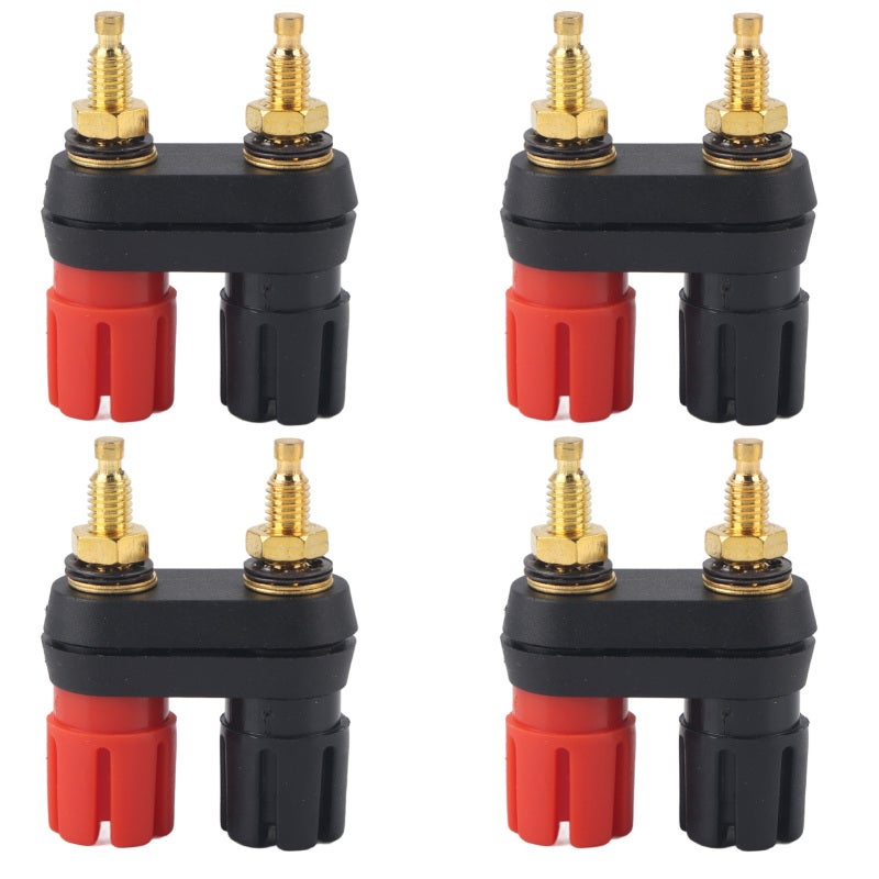 Speaker Binding Post: 4 Mm Banana Plug Jack High-Grade Alloy Corrosion-Resistant Thread Tightening - Color Coded Black Red Polarity Protection Professional Audio Terminal for Hi-Fi Power Amplifier - Image 2
