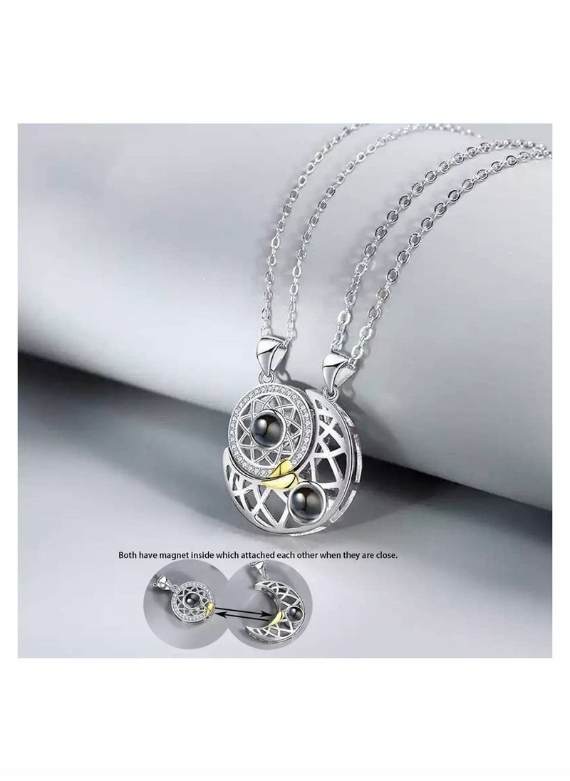 SYOSI - Two Souls One Heart Pendant Necklaces for Couple, Wishing Stone Creative Magnet Couples Necklace - Image 1