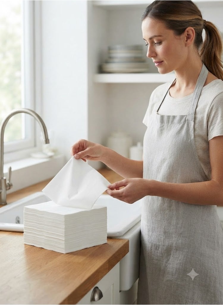 CHEMEX Non-Woven Semi Disposable Cleaning Cloth J Cloth 50 pcs/pkt White - Image 3