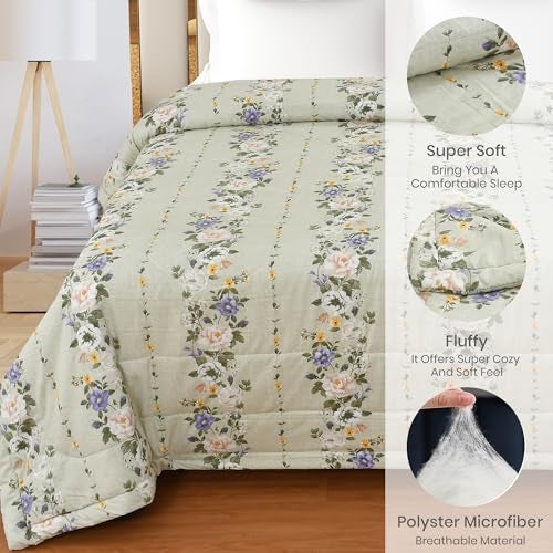 FRESH FROM LOOM Microfiber All Seasons Collection Micro Fiber Comforter | Dohar | Quit | Double Bed | Double Weaved | Washable | Hypoallergenic Skin Friendly (Pale-Leaf | 90x95 in) - Image 5