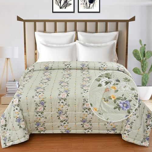 FRESH FROM LOOM Microfiber All Seasons Collection Micro Fiber Comforter | Dohar | Quit | Double Bed | Double Weaved | Washable | Hypoallergenic Skin Friendly (Pale-Leaf | 90x95 in) - Image 2