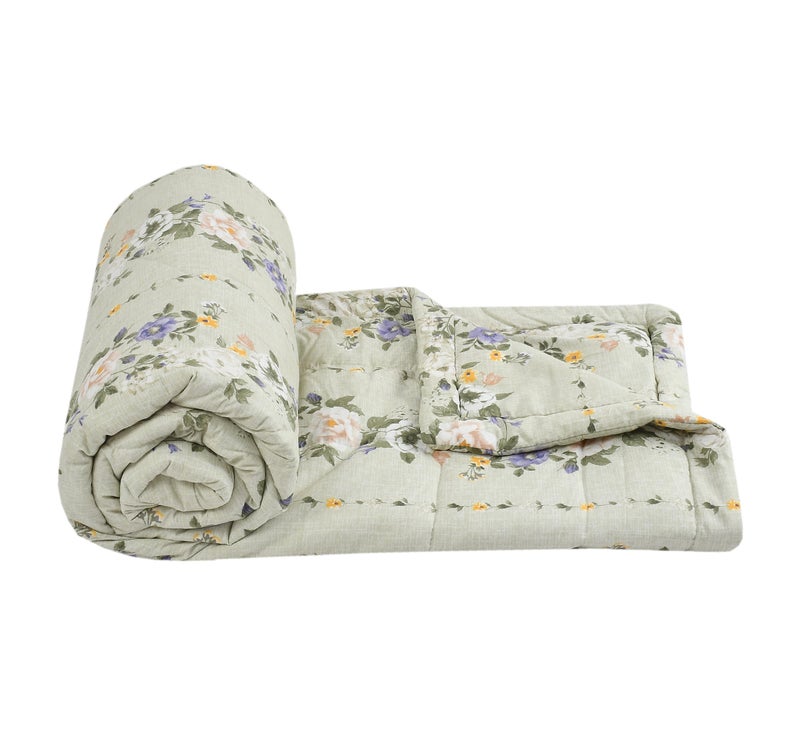 FRESH FROM LOOM Microfiber All Seasons Collection Micro Fiber Comforter | Dohar | Quit | Double Bed | Double Weaved | Washable | Hypoallergenic Skin Friendly (Pale-Leaf | 90x95 in) - Image 1
