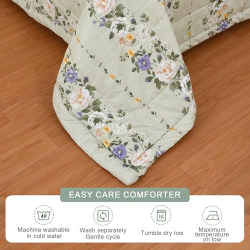 FRESH FROM LOOM Microfiber All Seasons Collection Micro Fiber Comforter | Dohar | Quit | Double Bed | Double Weaved | Washable | Hypoallergenic Skin Friendly (Pale-Leaf | 90x95 in) - Image 3