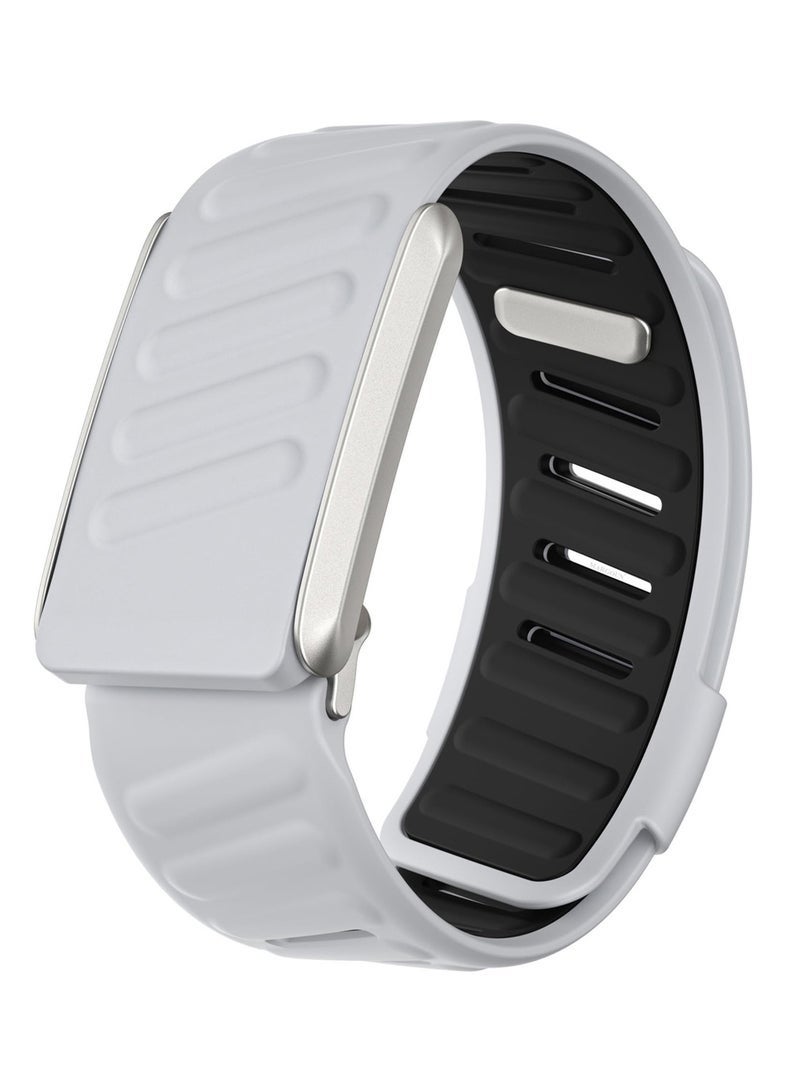 كيلا حزام رياضي متوافق مع Whoop 5.0، حزام سيليكون ناعم وجيد التهوية، أساور بديلة قابلة للتعديل لسوار Whoop 5.0 - رمادي فاتح وأسود - Image 4