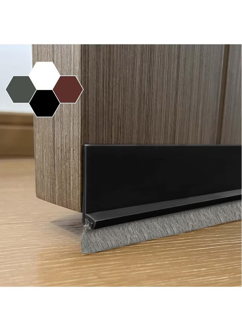 Arabest Door Sweep for Bottom of Door, Integrated Design with Brush, Self Adhesive Under Door Draft Stopper, Door Seal Dust/Noise/Hot or Cold Air Insulation (Black) - Image 1