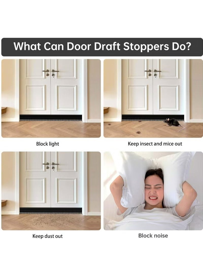 Arabest Door Sweep for Bottom of Door, Integrated Design with Brush, Self Adhesive Under Door Draft Stopper, Door Seal Dust/Noise/Hot or Cold Air Insulation (Black) - Image 5