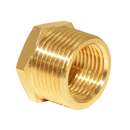 Hooshing 6PCS Brass Pipe Fitting Reducer Hex Bushing 3/4" NPT Male x 1/2" NPT Female Thread Reducer Hose Tube Atapter - Image 3