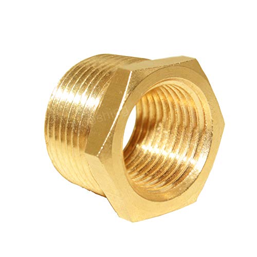 Hooshing 6PCS Brass Pipe Fitting Reducer Hex Bushing 3/4" NPT Male x 1/2" NPT Female Thread Reducer Hose Tube Atapter - Image 5