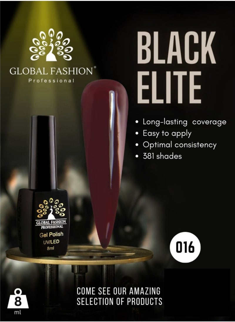 GLOBAL FASHION Global Fashion Black Elite Gel Polish | 132 Colors of Long-Lasting Elegance - 8ml | 016  - Image 2