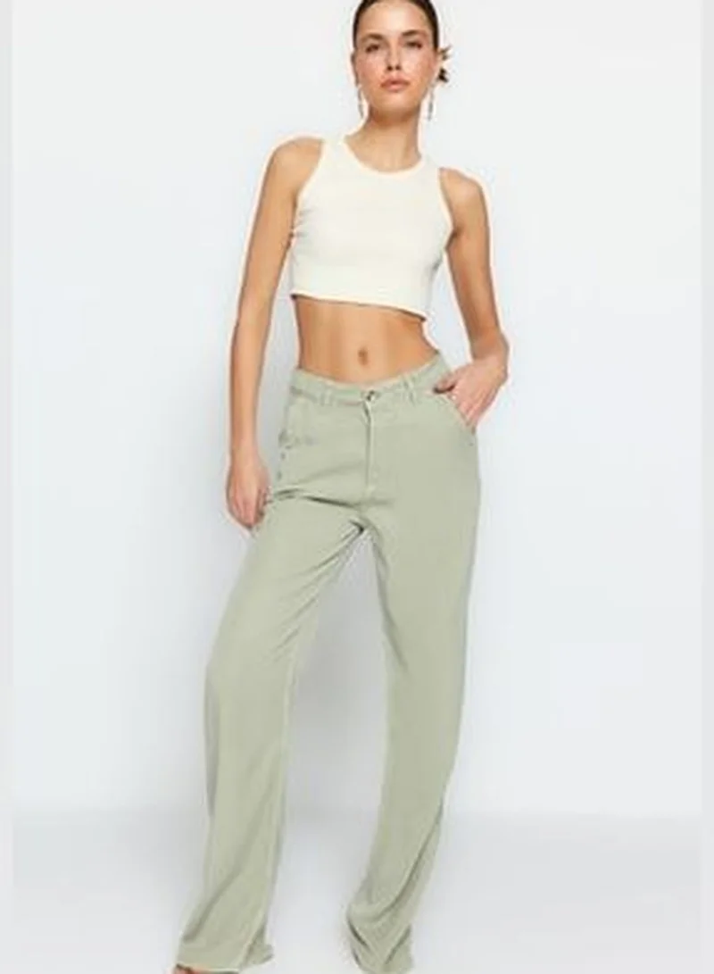 trendyol Mint Tencel™ Low Waist Wide Leg Jeans TWOSS23JE00219