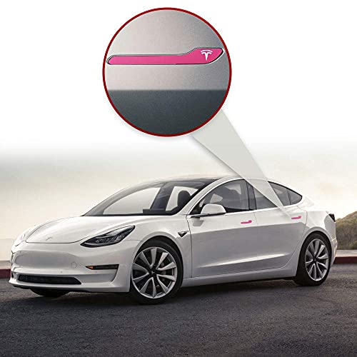 IPG for Tesla Model 3 / Model Y Door Handle Decal Sticker Wrap Kit (Set of 4) with Tesla Logo (Gloss Pink) - Image 5