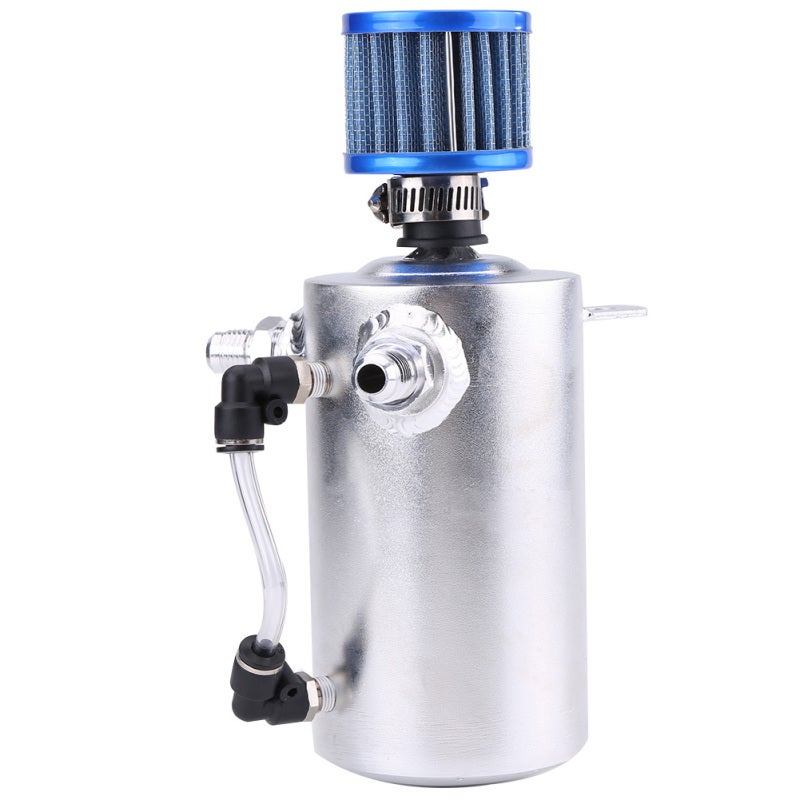Aluminum Oil Catch Can: Premium Polished Aluminum, Carbon & Sludge Removal - Clear Level Tube, Easy Installation, Universal Oil Catch Tank for Most Cars And Trucks - Image 1