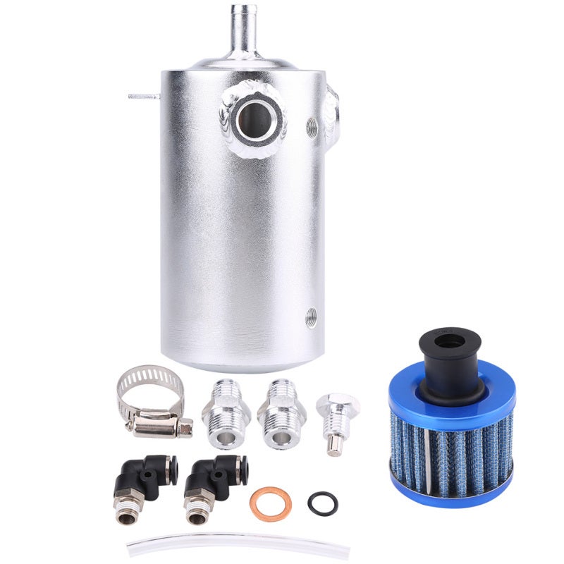 Aluminum Oil Catch Can: Premium Polished Aluminum, Carbon & Sludge Removal - Clear Level Tube, Easy Installation, Universal Oil Catch Tank for Most Cars And Trucks - Image 2