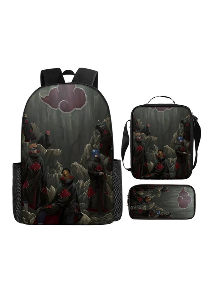 ناروتو على ظهره مقلمة حقيبة ثلاثة قطعة دعوى الرجال والنساء الترفيه الرياضة حقيبة السفر طالب حقيبة المدرسة - Image 1