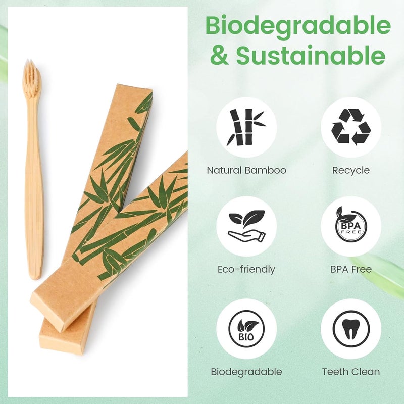 Daletu Biodegradable Bamboo Toothbrushes - 10 Pack - Image 3