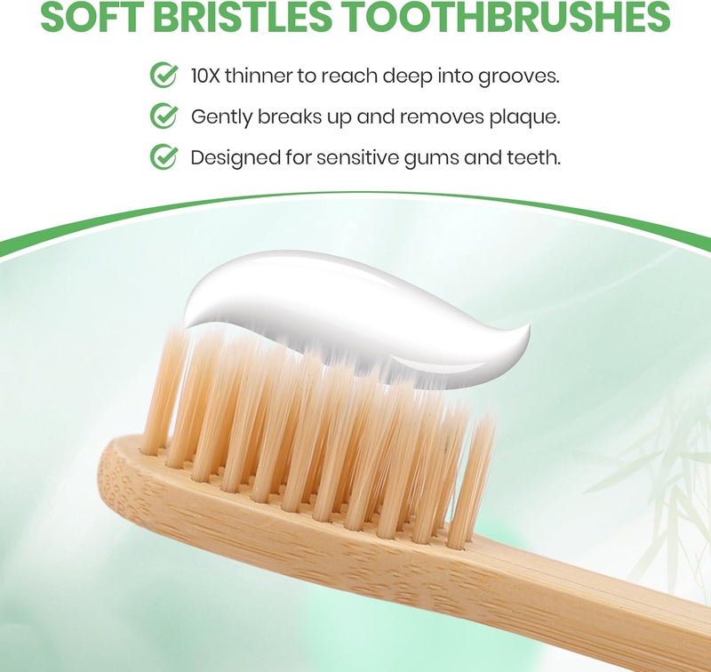 Daletu Biodegradable Bamboo Toothbrushes - 10 Pack - Image 4