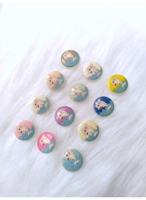 60 Pieces 15 mm Round Back Hole Colorful Dolphin Pattern Button