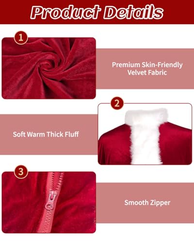 UDYR Santa Claus Costume for Men - Adult Santa Costume - Professional Santa Suit Deluxe Santa Outfit for Christmas Party - Image 3