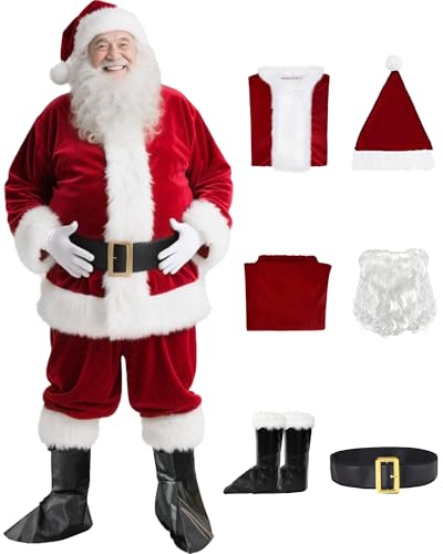 UDYR Santa Claus Costume for Men - Adult Santa Costume - Professional Santa Suit Deluxe Santa Outfit for Christmas Party - Image 1