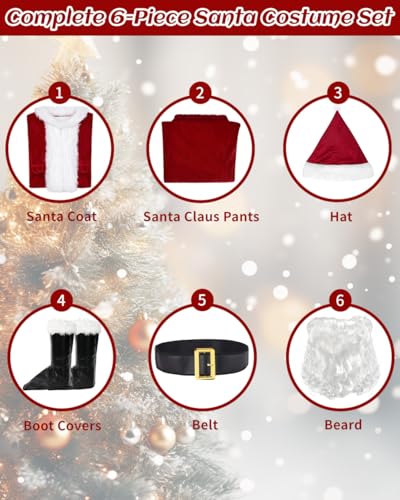 UDYR Santa Claus Costume for Men - Adult Santa Costume - Professional Santa Suit Deluxe Santa Outfit for Christmas Party - Image 2