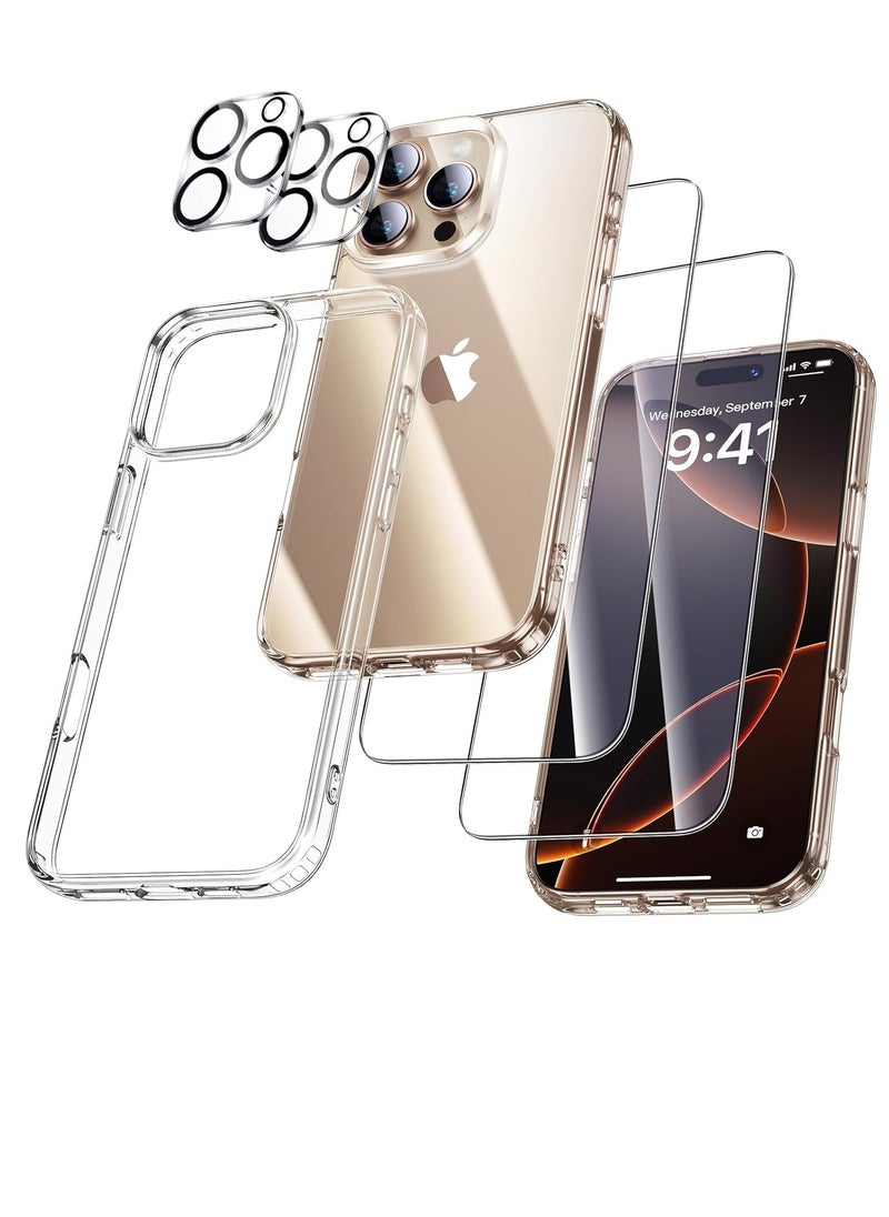 YoYoTech [ 5 in 1 ]Compatible for iPhone 16 Pro Case 6.30' 2024 Cover with 2Pcs Screen Protector 2Pcs Lens Protector,Cleaning Kit,Shockproof Case [Top Grade Protection] [No Yellowing] Full Kit  - Image 1