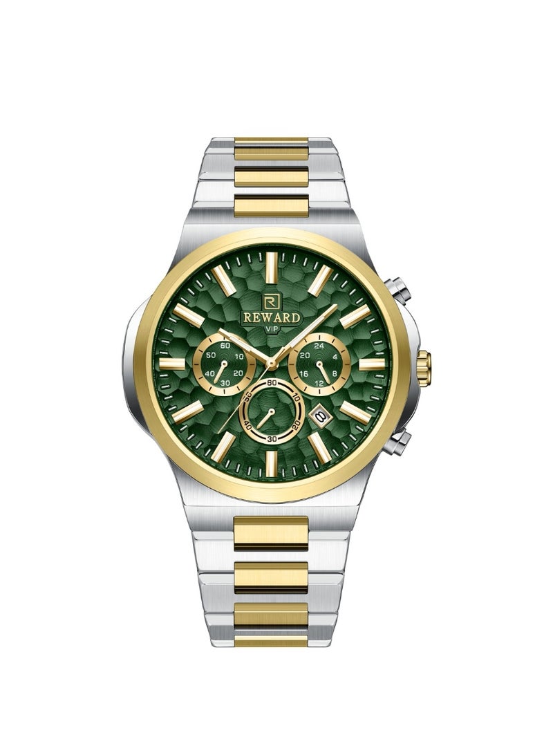 REWARD WATCH RD813050 TT GREEN STAINLESS STEEL CURVED HARDLEX NEW TECH CASE STEEL BEZEL FOR MEN - Image 4