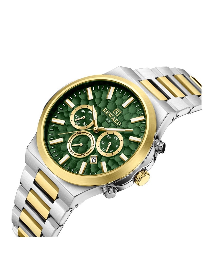 REWARD WATCH RD813050 TT GREEN STAINLESS STEEL CURVED HARDLEX NEW TECH CASE STEEL BEZEL FOR MEN - Image 5