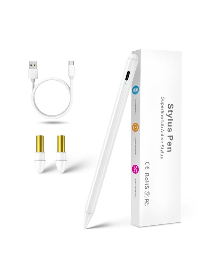 Bbata 2022 12.9-inch iPad Pro 5th/4th/3rd Stylus Pencil,1.5mm Palm Rejection Tip Stylus Pen Compatible with Apple Pencil for 2018-2022 12.9" 11" iPad Pro Active Pen for Write/Draw/Sign/Sketch White - Image 1