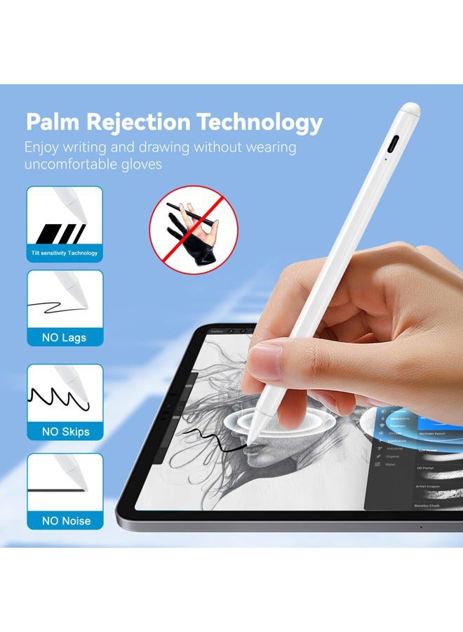 Bbata 2022 12.9-inch iPad Pro 5th/4th/3rd Stylus Pencil,1.5mm Palm Rejection Tip Stylus Pen Compatible with Apple Pencil for 2018-2022 12.9" 11" iPad Pro Active Pen for Write/Draw/Sign/Sketch White - Image 2