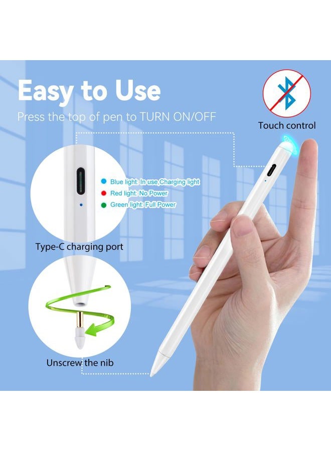 Bbata 2022 12.9-inch iPad Pro 5th/4th/3rd Stylus Pencil,1.5mm Palm Rejection Tip Stylus Pen Compatible with Apple Pencil for 2018-2022 12.9" 11" iPad Pro Active Pen for Write/Draw/Sign/Sketch White - Image 5