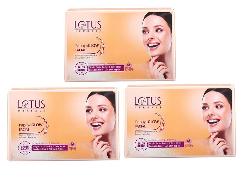 LOTUS HERBALS Lotus Herbals PapayaGlow Single Facial kit67g Pack of 3  - Image 1