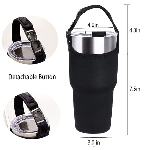 Gzingen 4 Pack Tumbler Carrier Holder with Shoulder Strap,for 30oz Travel Insulated Tumbler Coffee Cup,Water Bottle Carrier with Strap Portable Neoprene Sleeve Water Bottles Cup Carrier Pouch - Image 2