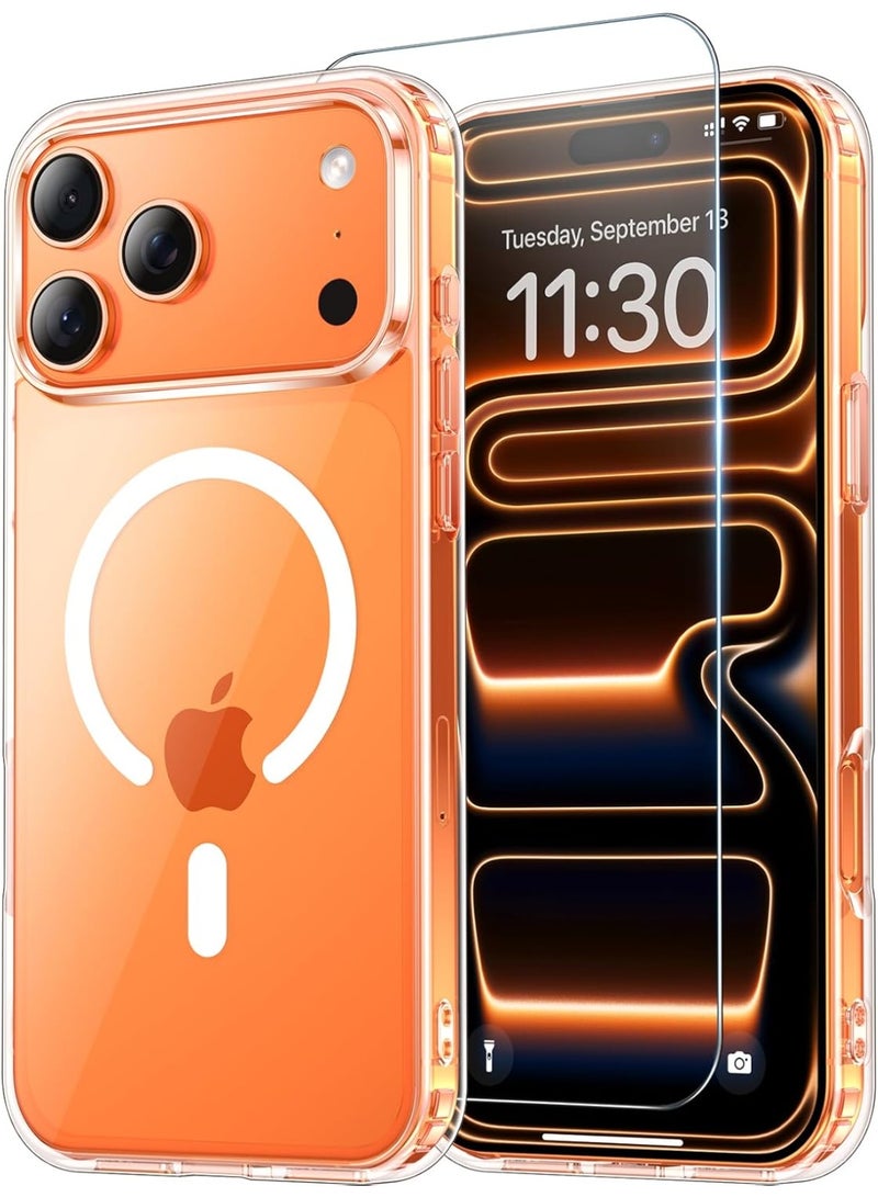 AMROAH iPhone 17 Pro Max Case & 9H Clear Tempered Glass 6.9 inch, Transparent Anti-Yellowing Anti-Slip iPhone 17 Cover Shockproof Slim Compatible with Magsafe for Smartphones Mobile Phones - Image 1